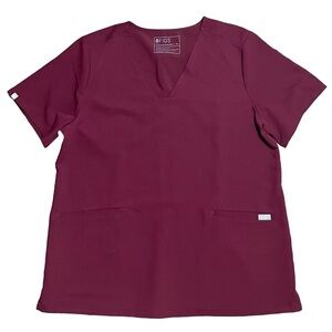 💜❤️FIGS Casma™ Three-Pocket Scrub Top. Burgundy. Size XL. EUC